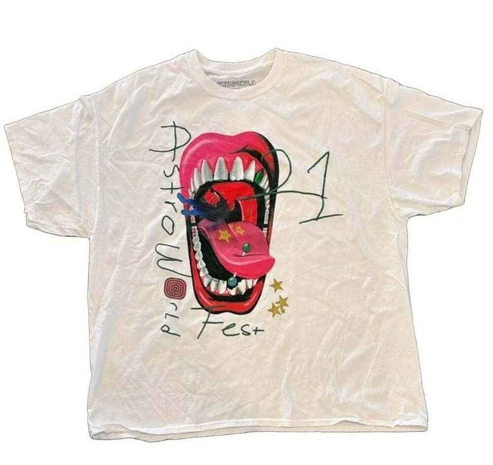 XL - Travis Scott Astroworld Festival 2021 Mouth Graphic T-Shirt White
